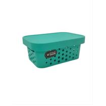 Cesto Organizador com Tampa 2,6L Azul Turquesa 145 - Mixxnova Cesto Organizador com Tampa 2,6L Azul Turquesa 145 - Mixxnova
