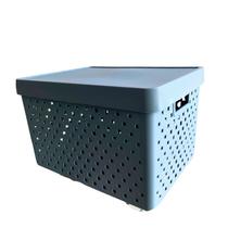 Cesto Organizador Com Tampa 39x29x24 Quadratta Grey