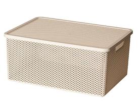 Cesto Organizador Com Tampa Creme 37 x 27 x 16 cm