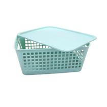 Cesto Organizador com Tampa Plástico 25x19x10cm-Facinato cor:verde