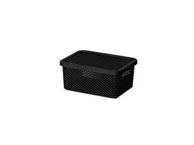 Cesto Organizador Com Tampa Preto 18x13x8 Cm Linea