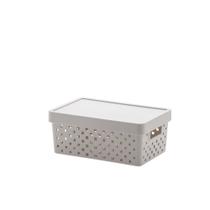 Cesto Organizador com Tampa Quadratta Creme 29x19x12cm