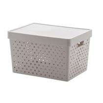 Cesto Organizador com Tampa Quadratta Creme 39x29x24cm