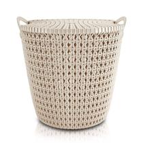 Cesto Organizador com Tampa Rattan Jacki Design - M Bege