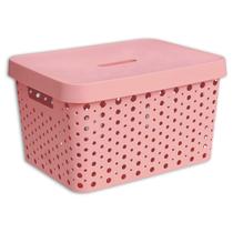 Cesto Organizador Com Tampa Rosa Roupa Brinquedo 17 Litros Cesto Organizador Com Tampa Rosa Roupa Brinquedo 17 Litros