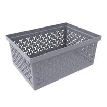 Cesto Organizador Crippa Médio Retangular Grafite Escritório Banheiro Closet