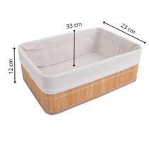 Cesto Organizador De Bambu Com Forro 33cm Oikos Natural