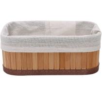 Cesto Organizador de Bambu Forrado Pequeno Médio Grande