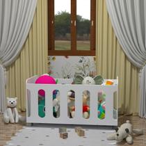 Cesto Organizador de Brinquedos Branco 90x45x46 cm em MDF