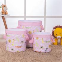 Cesto organizador de brinquedos infantil 03 pecas safari diversas cores Cesto organizador de brinquedos infantil 03 pecas safari diversas cores