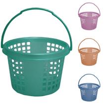 Cesto organizador de plastico redondo vazado com alca 9,7x13cm de ø Cesto organizador de plastico redondo vazado com alca 9,7x13cm de ø