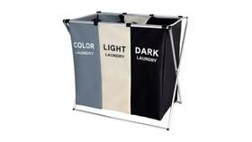 Cesto organizador de roupa suja dobrável com 3 divisórias