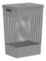 Cesto Organizador de Roupa Suja Grande Plástico Com Tampa e Alça Moderno Versátil 49L OU Martiplast