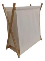 Cesto Organizador Dobrável Bambu E Poliéster 50x38x56cm