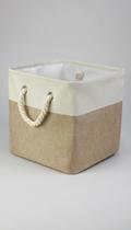 Cesto Organizador Dobrável Linho 38x48x30cm Bege/Off White Cesto Organizador Dobrável Linho 38x48x30cm Bege/Off White