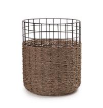 Cesto Organizador Em Fibra Natural Com Metal Cachepot G 50Cm