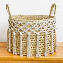 Cesto Organizador em Palha Natural Canastrinha com macramê 25cm x 25 cm Cesto Organizador em Palha Natural Canastrinha com macramê 25cm x 25 cm