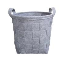 Cesto Organizador em Poliéster Tramado Cinza com Alça 30x29cm - Yoi Cesto Organizador em Poliéster Tramado Cinza com Alça 30x29cm - Yoi