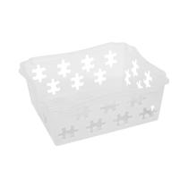 Cesto Organizador Empilhável Branco Multiuso 13X15,5X5,5 Cm Cesto Organizador Empilhável Branco Multiuso 13X15,5X5,5 Cm
