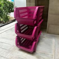 Cesto Organizador Empilhável Kit 10 Unidades Compacto Resistente e Ideal para Exposição em Lojas