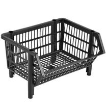 Cesto Organizador Empilhável Pequeno Preto CaixaPlast