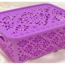Cesto Organizador Escritório Caixa Com Tampa Renda Multiuso 25x19x10cm Cesto Organizador Escritório Caixa Com Tampa Renda Multiuso 25x19x10cm