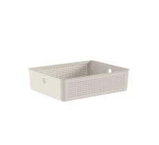 Cesto Organizador Flow em Plástico Bege 34x27x9cm - Ou Cesto Organizador Flow em Plástico Bege 34x27x9cm - Ou