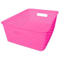 Cesto Organizador Grande 33x26,5x11,5 Caixa Rattan Multiuso Cestinho de Gaveta Colorido Máxima Plast