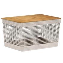 Cesto Organizador Grid 20L Tampa Bambu CG355 - Ou Cesto Organizador Grid 20L Tampa Bambu CG355 - Ou
