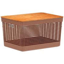 Cesto Organizador Grid 20L Tampa Bambu CG355 - Ou Cesto Organizador Grid 20L Tampa Bambu CG355 - Ou