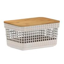 Cesto Organizador Grid 2,5L Tampa Bambu Bege CG155 - Ou