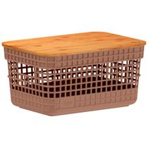 Cesto Organizador Grid 2,5L Tampa Bambu Bege CG155 - Ou