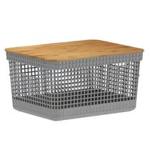 Cesto Organizador Grid 8L Tampa Bambu Chumbo CG255CHF - Ou