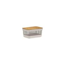 Cesto Organizador Grid com Tampa de Bambu Fechado 2,5 Litros Martiplast Ou - Bege