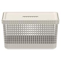 Cesto Organizador Grid OU com Tampa 8 Litros Bege