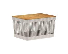 Cesto Organizador Grid Tampa Bambu 20 L Bege OU Cesto Organizador Grid Tampa Bambu 20 L Bege OU