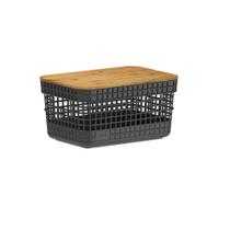 Cesto Organizador Grid Tampa Bambu Preto 2.5 Litros 20.5X14.5X10.6Cm - Ou Cesto Organizador Grid Tampa Bambu Preto 2.5 Litros 20.5X14.5X10.6Cm - Ou