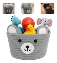 Cesto Organizador Infantil De Roupas Brinquedos Multiuso Urso Cinza Com Orelhinhas 22x14cm Lyor