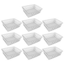 Cesto Organizador Kit 10 Peças 16x12x6Cm Pequeno Branco Transparente Azul Rosa