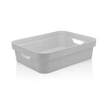 Cesto Organizador Martiplast Cube em Plástico Branco com Alças Baixa 29,5x21x9cm