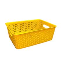 Cesto Organizador Médio 33,5x23,5x10,5 Caixa Rattan Multiuso Cestinho de Gaveta Colorido Máxima Plast