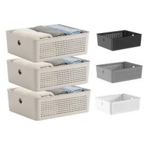 Cesto Organizador Multiuso 27x22x9cm Com Alça Flow Ou Kit 3 Cesto Organizador Multiuso 27x22x9cm Com Alça Flow Ou Kit 3