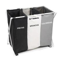Cesto Organizador Multiuso 3 Compartimentos Dobrável Estrutura Alumínio 62CM GH111 Globalmix Cesto Organizador Multiuso 3 Compartimentos Dobrável Estrutura Alumínio 62CM GH111 Globalmix