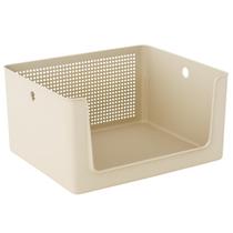 Cesto Organizador Multiuso com Abertura Frontal para Roupas Brinquedos Produtos Limpeza Cozinha Armário Banheiro Estante Prateleiras Caixa Resistente