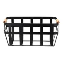 Cesto Organizador Multiuso Cozinha De Metal C/ Alças Bambu