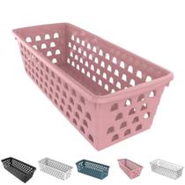 Cesto Organizador Multiuso Decorativo Pequeno Comprido p/ Gaveta Armário 28x11 cm