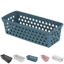 Cesto Organizador Multiuso Decorativo Pequeno Comprido p/ Gaveta Armário 28x11 cm
