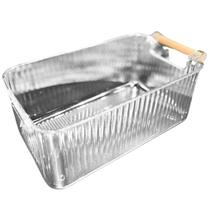 Cesto Organizador Multiuso em Plástico PET e Alça Madeira 2,4 Litros