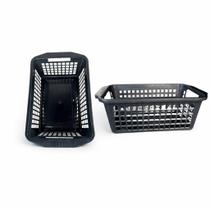 Cesto Organizador Multiuso Empilhável Plástico Preto Armário Gaveta Cozinha Lavanderia Quarto Cesto Organizador Multiuso Empilhável Plástico Preto Armário Gaveta Cozinha Lavanderia Quarto