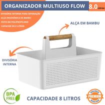 Cesto Organizador Multiuso Flow 8L Com Alça Divisória Empilhável Lavanderia Ou